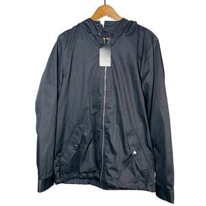 NEW! Five Four Full Zip Coated Canvas Jacket Black Hooded Button Pocket - M